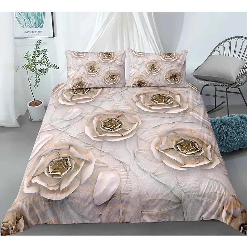 İskandinav Tarzı Nevresim Takımı Kral Kraliçe Boyutu Yıldız Ay Desenli Çocuklar Gençler Yetişkinler için Çiçekler Polyester Yorgan Kılıfı