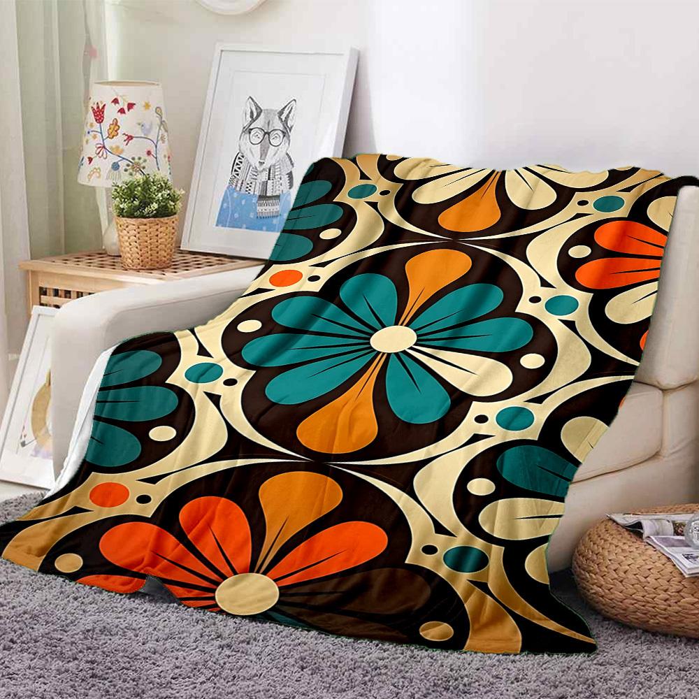 1pc Floral Pattern Blanket, Lightweight Flannel Throw Blanket for Sofa, Bed, Travel, Camping, Living Room, Office, Couch, Chair, and Bed