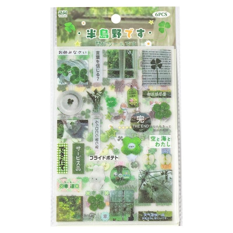 6 Sheets Adhesive Sticker Retro Decal Food Sticker Asthetic Decal Scrapbooking Sticker Cartoon Decal Fish Sticker