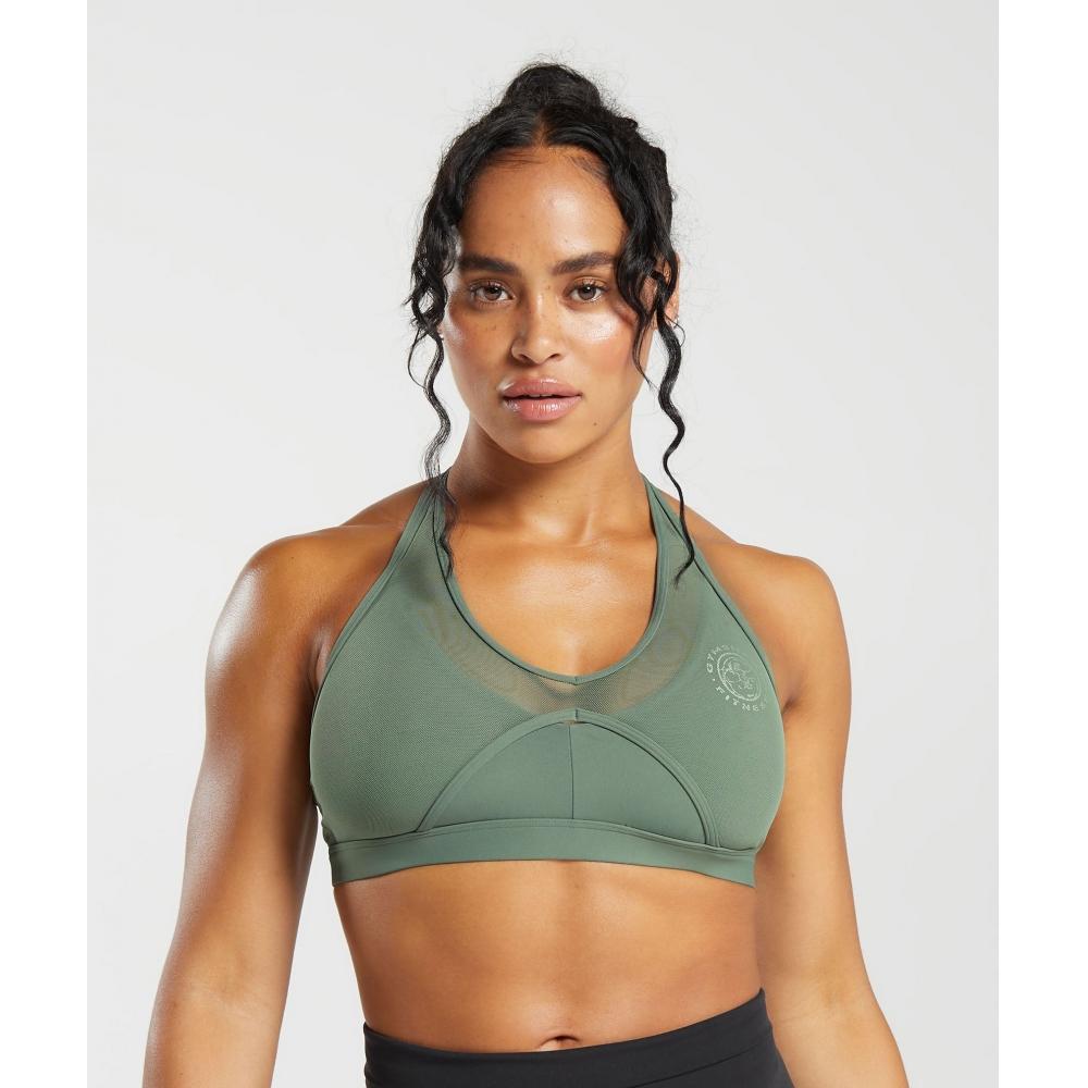 

GYMSHARK Legacy T Bar Sports Bra Dusk Green B6A2M EB66