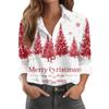 Dámská vánoční potištěná ležérní košile s polorozepínacím límcem a dlouhým rukávem