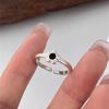 Black zircon flower ring ins simple and cold wind Japanese and Korean personality niche design index finger ring