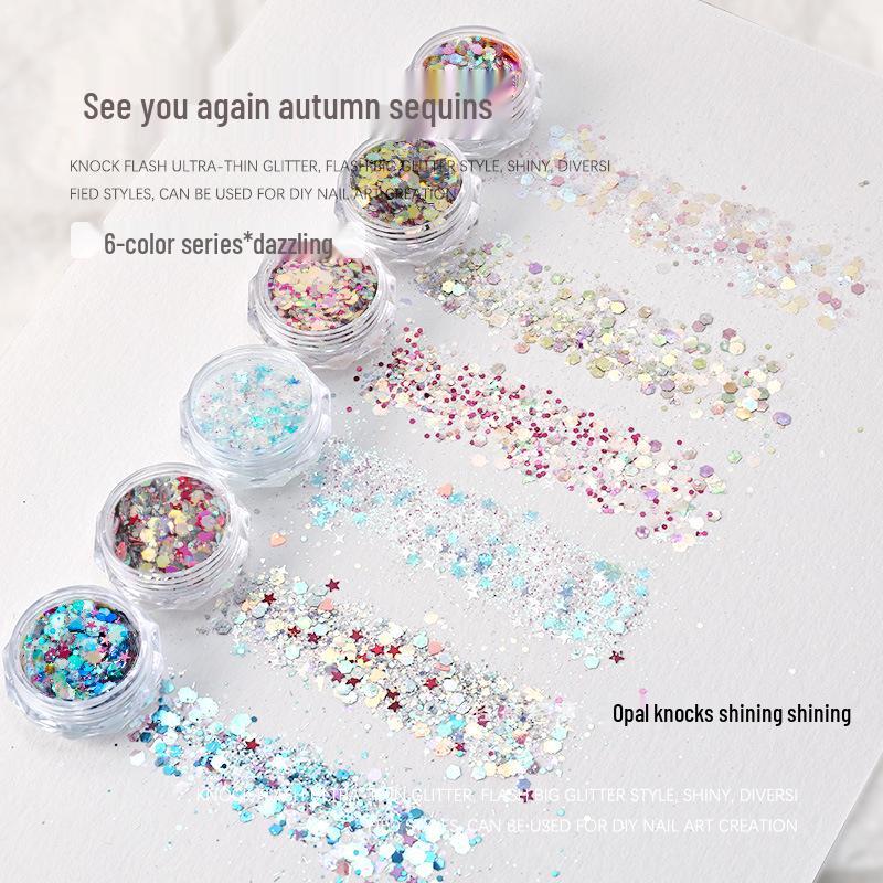 

Mixed Glitter Nail Art Sequins: Irregular Hexagon & Round Shapes