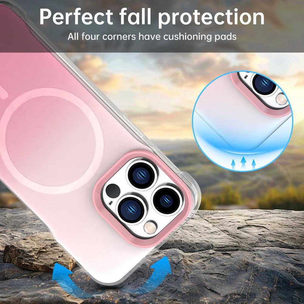 For iPhone 13 Pro Max Magnetic Case Gradient Design Borderless IMD TPU+PC+PET Phone Cover