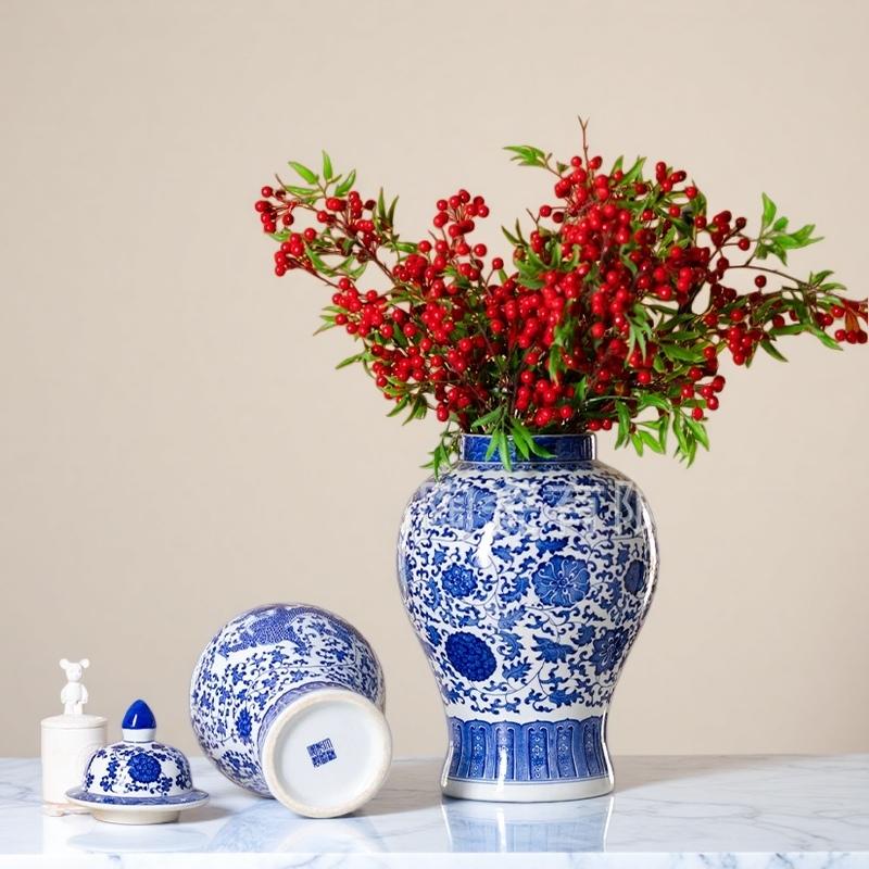 JingDeZhen Famous Blue and White on Porcelain 33cm General Tank Ceramics Dragon Patterned Lucky Tube Storage Box for Home Decor