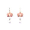 Aieryuan Chinese Enamel Lotus Pearl Dangle Earrings - Elegant Retro Style, Perfect Mom Birthday Gift.