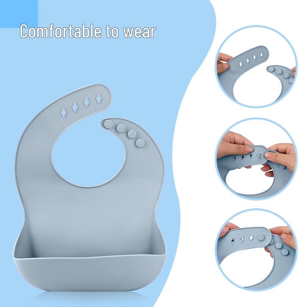 Waterproof Silicone Baby Bib for Feeding - Food-Grade, Cross-Border, Infant Supplies