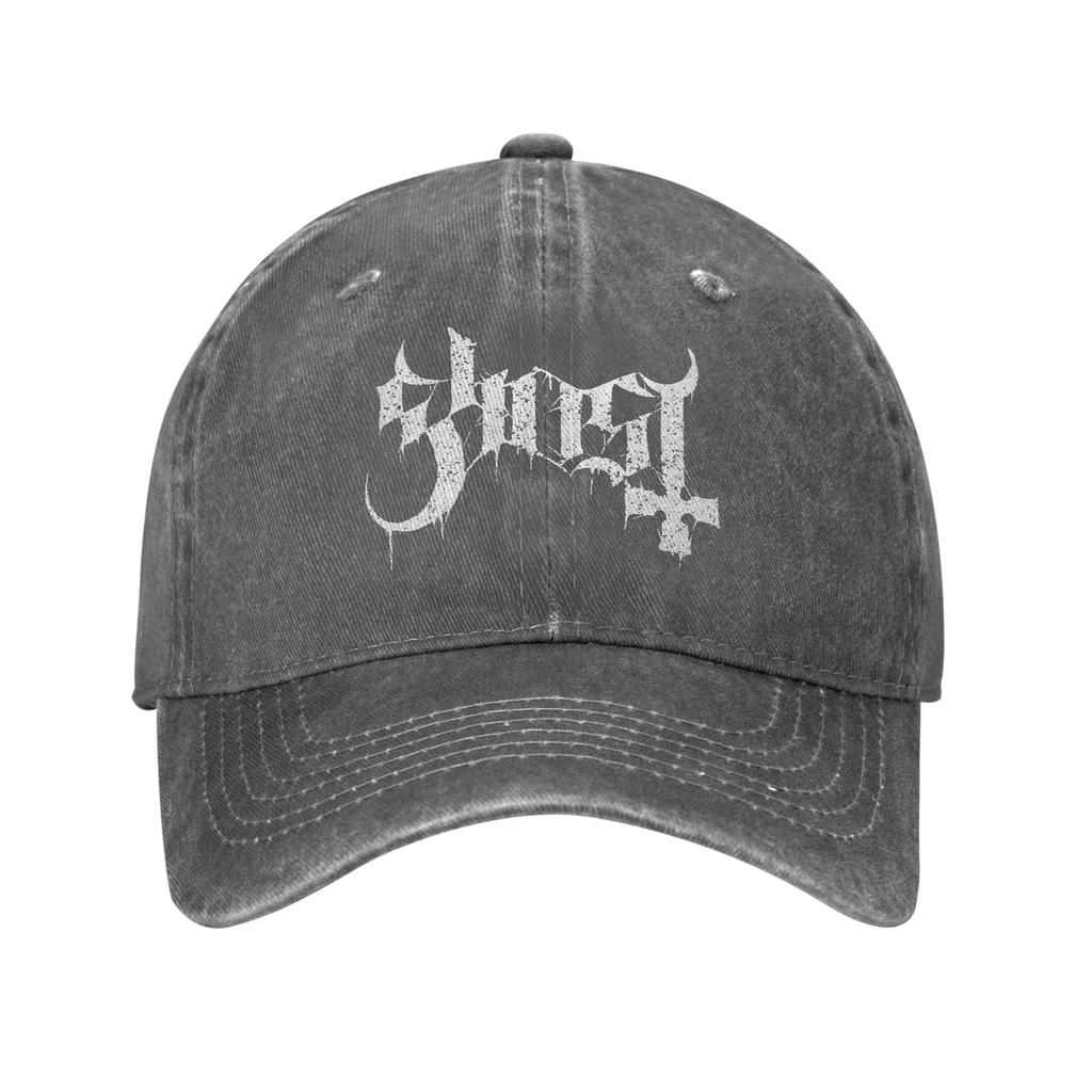 Modische Baseballkappe mit Ghost Band-Logo für Damen und Herren, Used-Look, Snapback-Verschluss, verstellbare Passform, ideal für Outdoor-Aktivitäten und Sport.