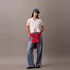 Calvin Klein Casual Striped Texture Polo Short Sleeve Knit Top Women tops White 47AB304-YAA