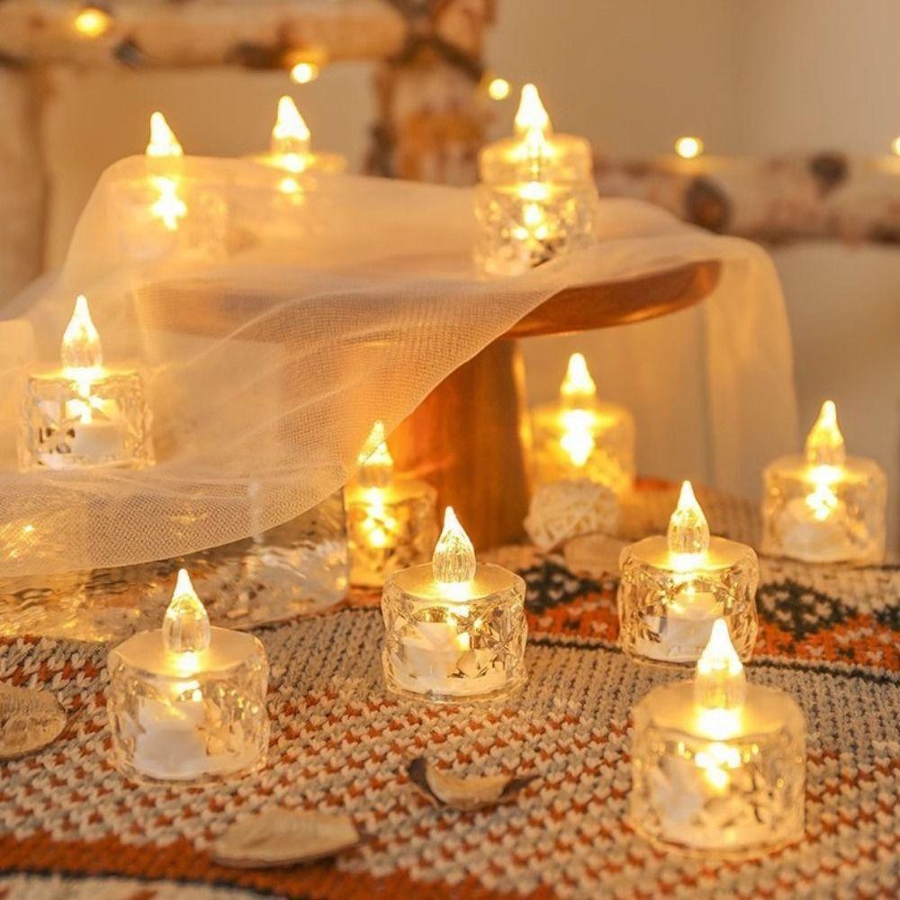 Flameless LED Light Candle Electronic Atmosphere light Mini Crystal Candle  Home Decoration
