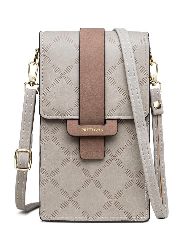 

Summer Mobile Phone Bag Wallet Japanese And Korean High-end Pu Plash Buckle Vertical Large Capacity Single Shoulder Bag Mini(Max Length 20cm) серый