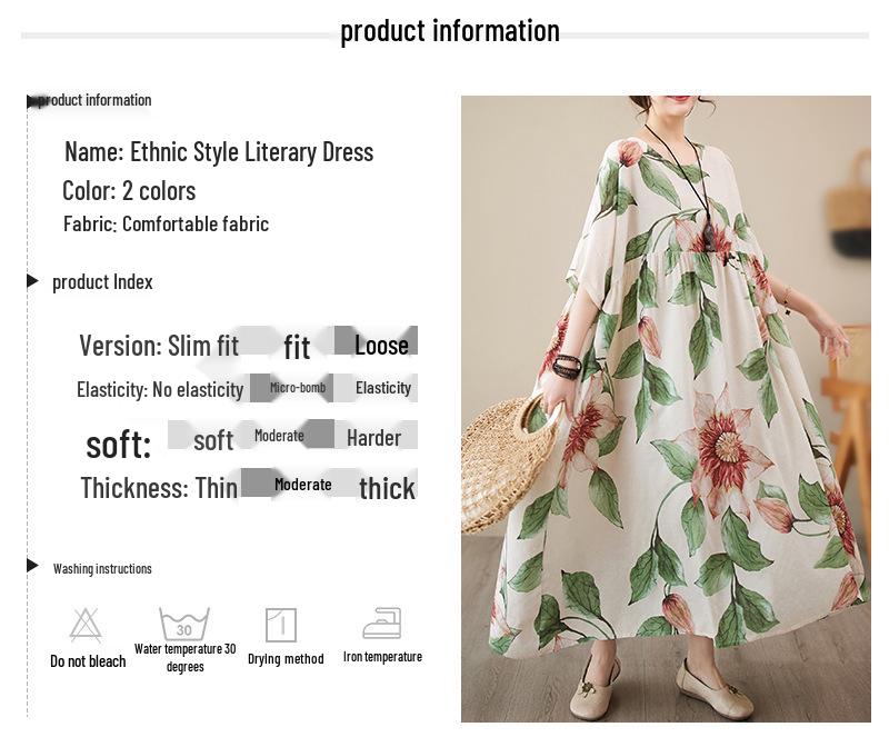 2023 Summer Bohemian Pastoral Short Sleeve Plus Size Dress for Women