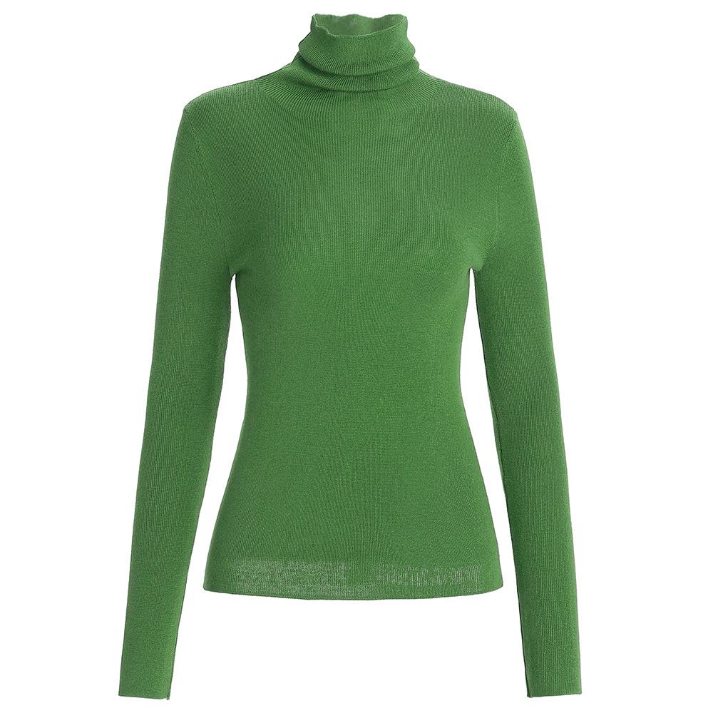 Zhili Women's Spring 2025 Multicolor Slim Fit High Collar Long-Sleeve Knitted Sweater