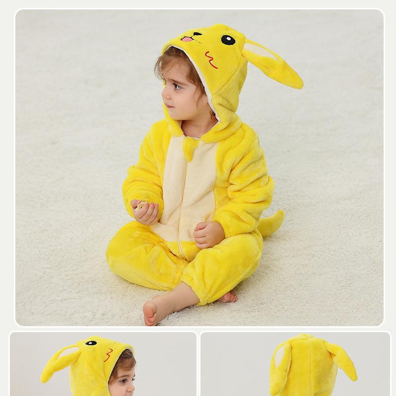 MICHLEY New Autumn and Winter Flannel Climbing Clothes Baby Pajamas Children's Class A Flannel Animal Onesie