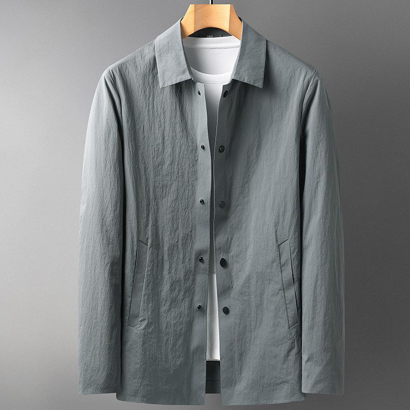 Frühling und Herbst Neue Nylon Elastische Trendy Trenchcoat Herren Mittel und Lang Trenchcoat Schlank Junge Männer