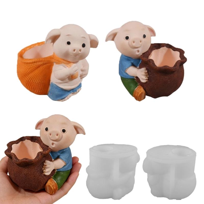 Food Safe Silicone Pig Carrying Sacks Mould Handmade Candle Crafting Tool Irregular Shape