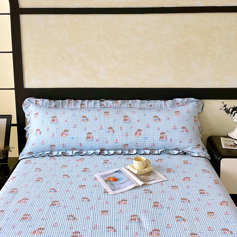 1 pc Long Couple Pillow Shams 100/120/150/180cm Long Pillow Cover with Ruffles Decorative Soft Purple Quilted Pillowcases Cover