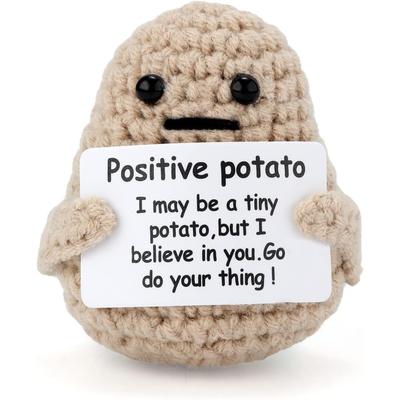 Mini Funny Positive Potato, 7.5cm Knitted Positive Potato Creative Cute Wool Funny Knitted Positive Potato for Birthday Party Decoration Encouragement