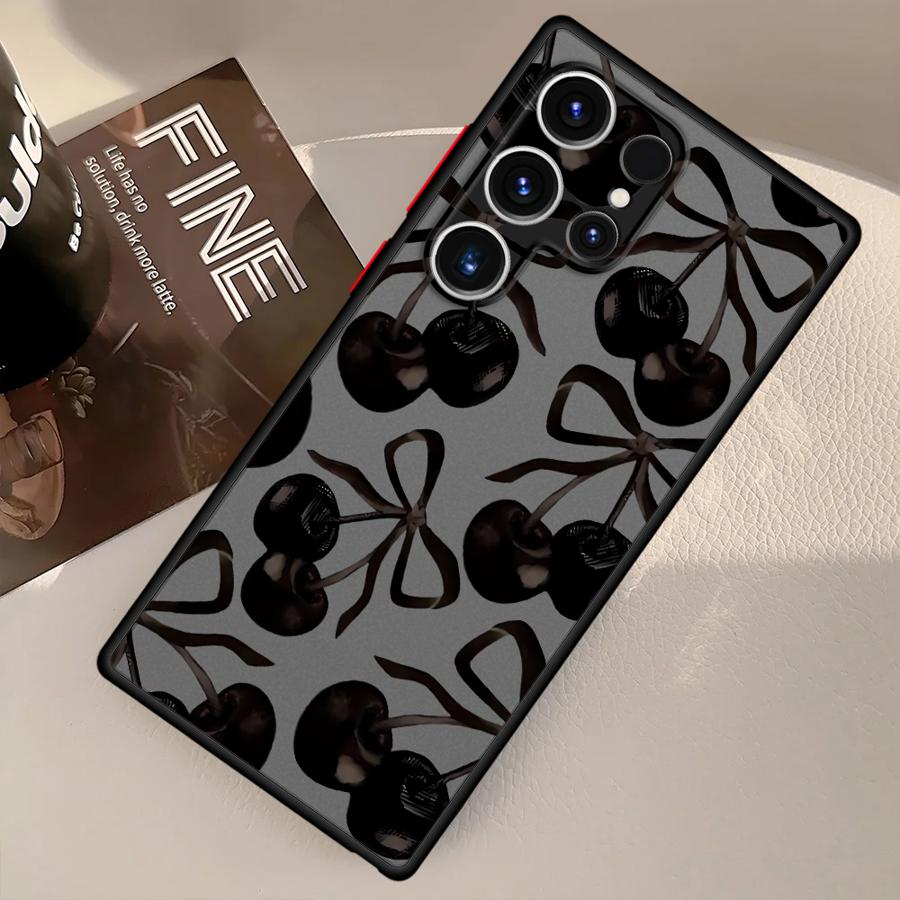Stylish Cherry Pattern Funda Back Phone Cover Case for Samsung Galaxy S21 S20 FE S26 S23 FE Note 20 Ultra 10+ S22 S24 Plus S25