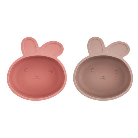 Atti Rabbit Baby Bunny Silicone Suction Bowl Dry Rose Toddler Tableware Self Feeding Container