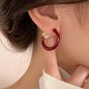 Ankola Red Pigment Ring Earrings Women's New Popular Festive New Year's Earrings Light Luxury High-end Temperament Simple Earrings