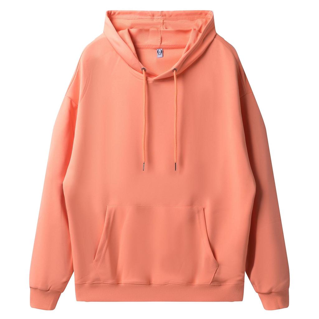Loose Oversized Drop Shoulder Hooded Pullover Sweatshirt with Pocket - Solid Color, European Size, Customizable Design