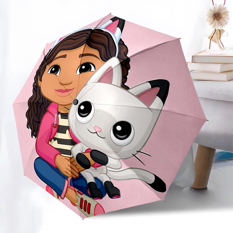 Girl, Cat- Automatic Opening and Closing, 8-rib Structure Portable Umbrella, Suitable for Men and Women In All Seasons - Perfect Gift for Ho