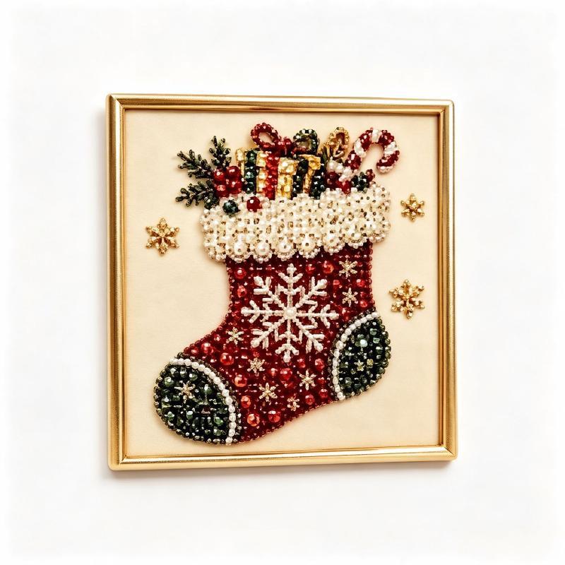 Christmas Santa Claus Pearl Art DIY Kit Framed Bead Embroidery Educational Craft Perfect Birthday Holiday Gift for Kids