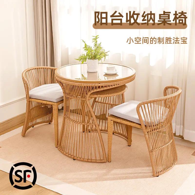 Outdoor,rattan chair,combination,leisure,courtyard,balcony, tables and chairs, modern, open-air, garden, rainproof, coffee table
