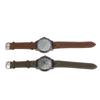 Men Quartz Watch Round Large Dial PU Leather Strap Retro Wristwatch for Daily Life Sports Business P