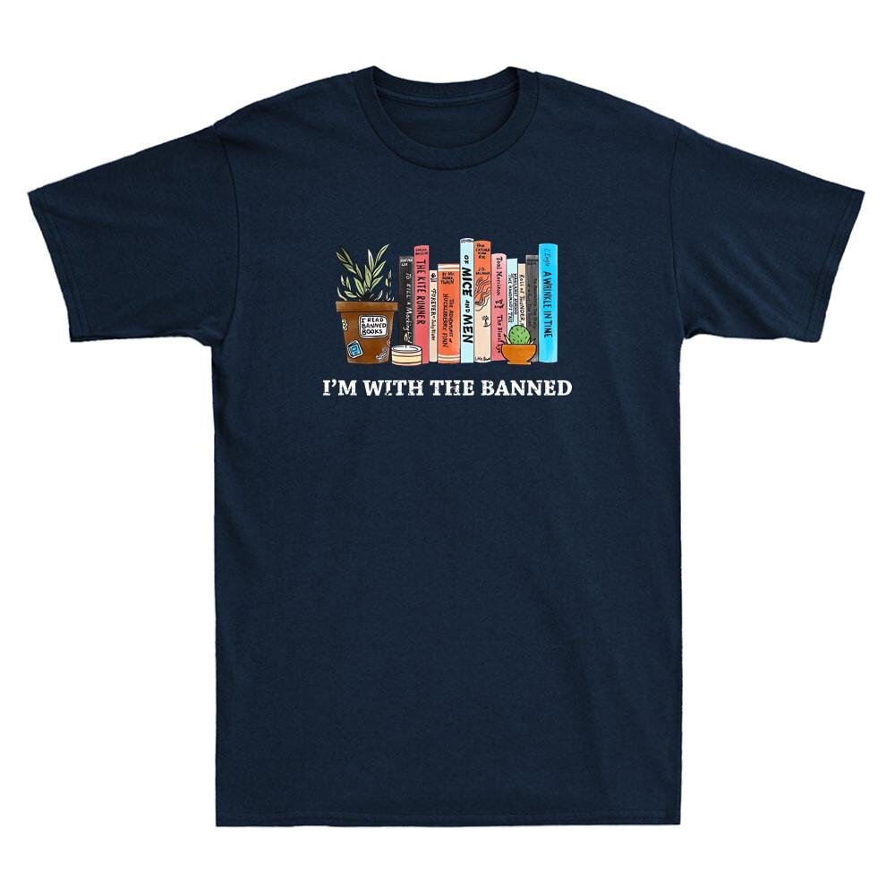 I m with The Banned Books Funny I Read Banned Books Lovers Vintage Men s T-Shirt XL