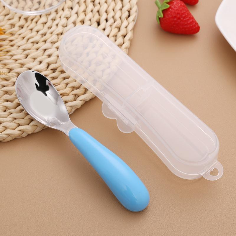 Stainless Steel Ingot Spoon Children's Spoon Portable Tableware for Primary School Students Small Spoon with Box