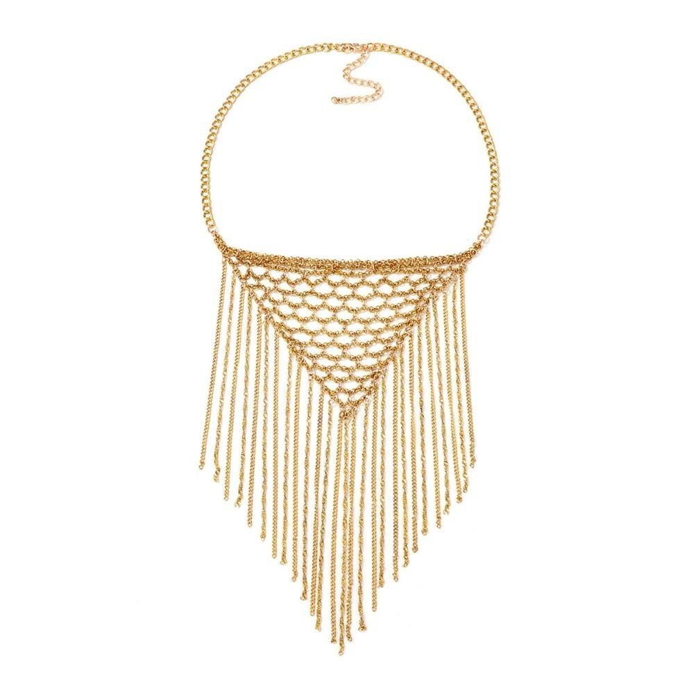 Waterproof Multi-Layer Tassel Necklace Non Tarnish Exaggerated Triangle Necklace  INS Cool Style