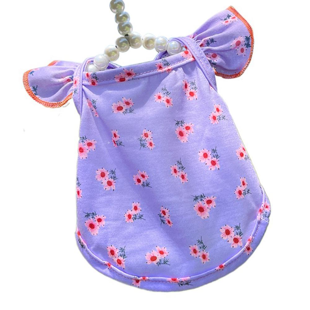 Flying Sleeve Dog Summer Vest Floral Pet Dresses Comfortable Pet Clothes  Puppy