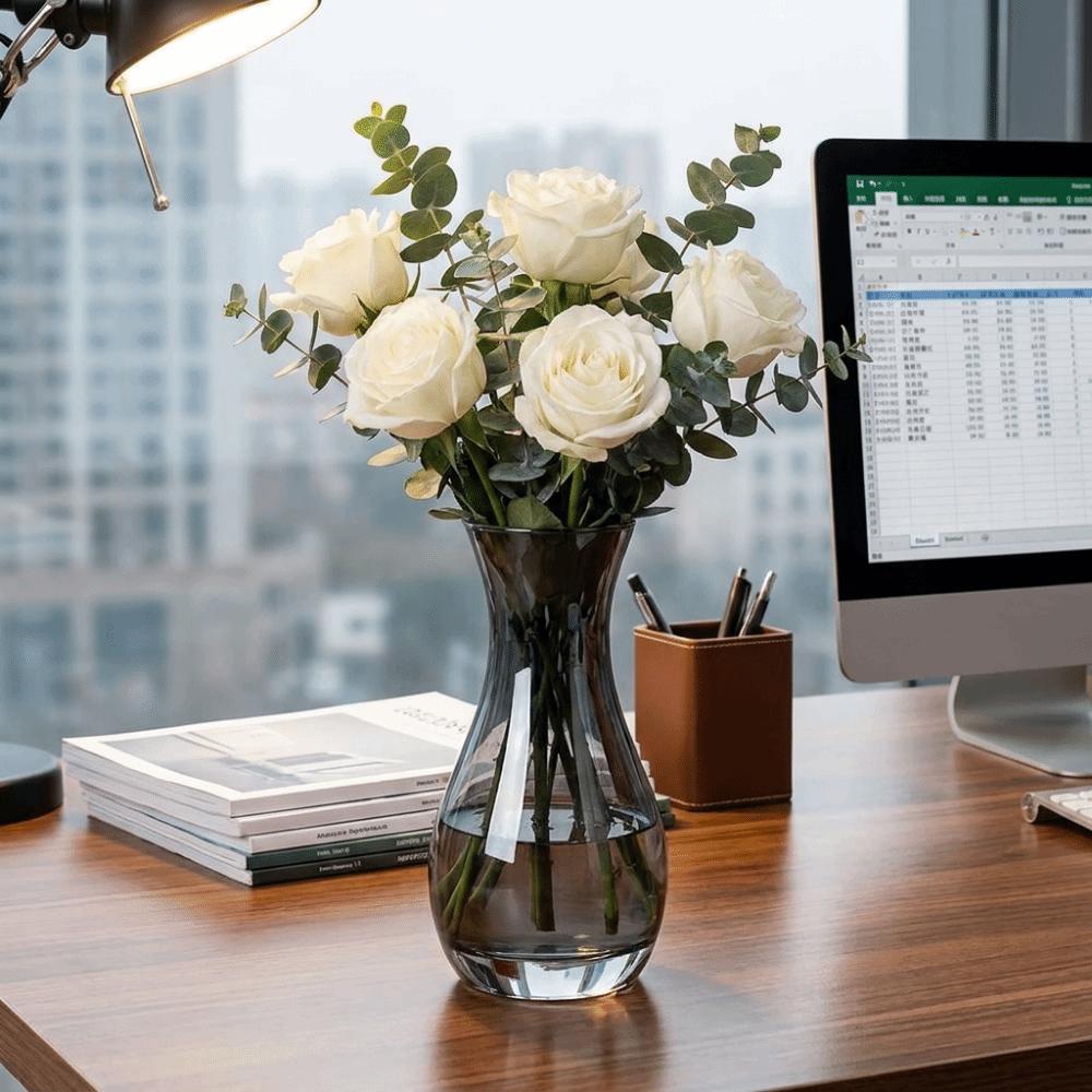 Slanted Mouth Transparent Glass Vase Water Droplet Shape Bud Vase Hydroponic Flower Vase Wedding