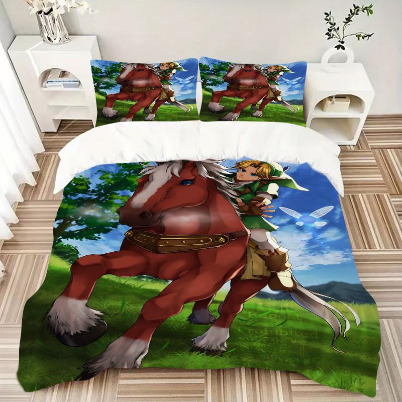 Fantasy Horseback Adventure Print 3Pcs Bedding Set,Duvet Cover with 2 Bedro,Pillowcase Home Birthday Gift