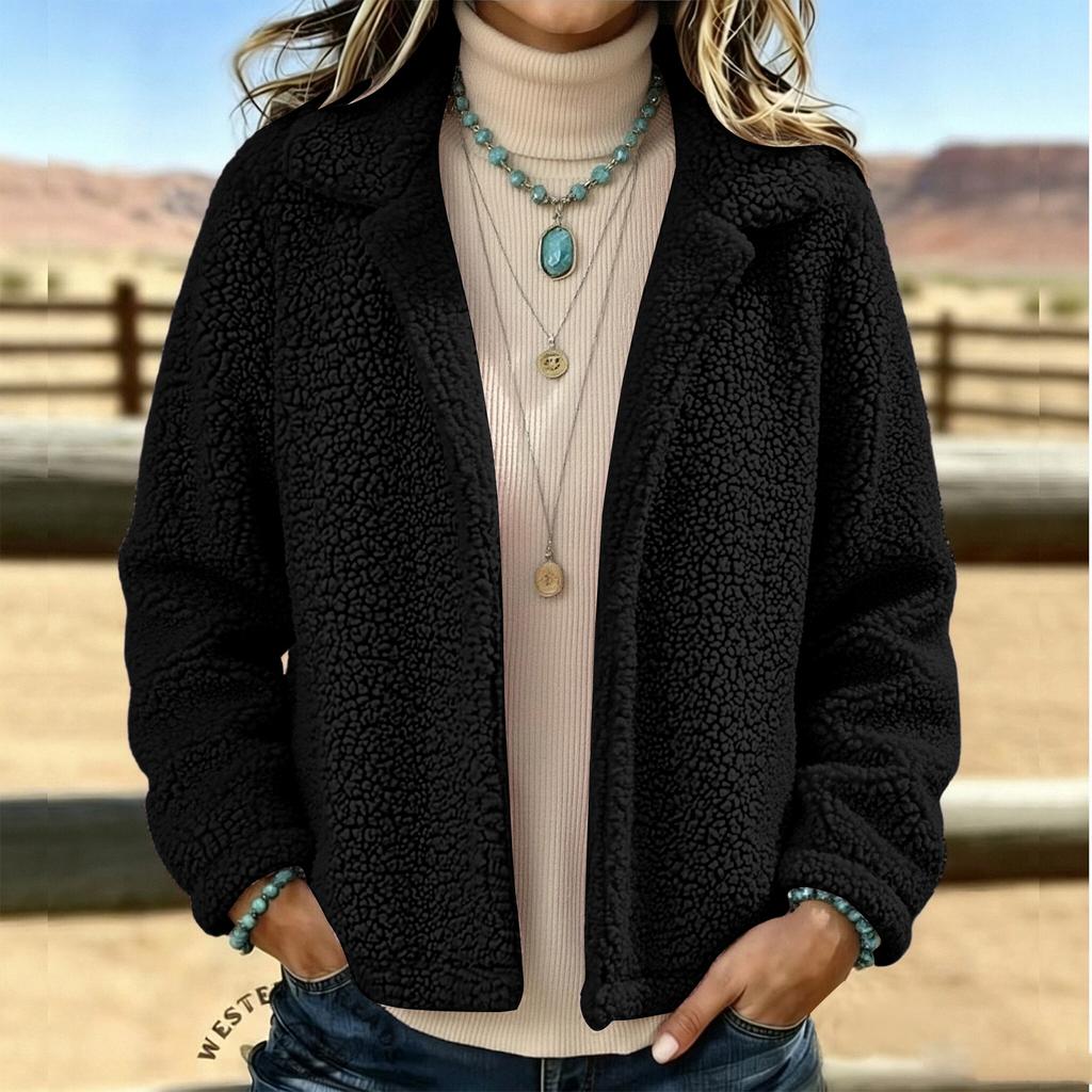 Women's Color Lined Zip Up Cardigan Loose Fit Fall Winter Jacket