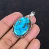 Tibetan Turquoise Pendant Gemstone Pendant Handmade Jewelry 925 Sterling Silver Pendant Decent Pendant Gifts for Wife Silver Elegant Jewelry