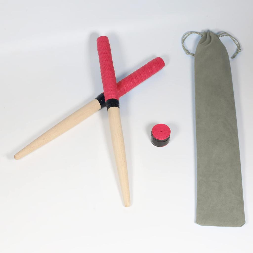 Azuki Home Taiko Maibachi Drumstick for Beginners Storage Bag with Replacement Grip Red