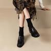 Retro British Style Low Heel Professional Work Small Leather Shoes Early Spring New Thick Heel Fashion Commuter Black Medium Single Shoes