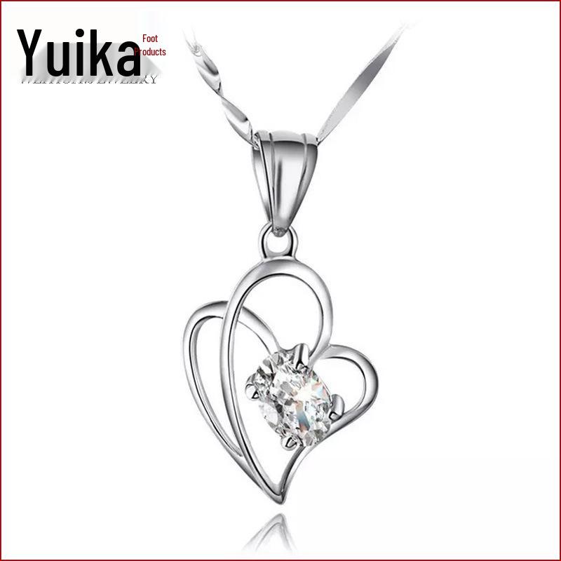 Weihua Korean-Style Heart-Shaped Silver-Plated Women's Necklace Pendant