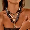 Creative New Silk Scarf Necklace Long Pendant Women's Neck Chain Three-piece Jewelry