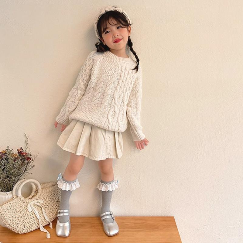 Lovely Embroidered Lace Socks for Girls Comfortable In Tube Socks Fashionable Socks for School Activities and Daily