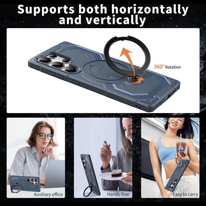 Für Samsung S25 S24 FE S23 Ultra A16 A06 A55 A15 A35 Hülle Weiche Kante Stoßfest Drahtloses Laden 360 Grad drehbare Halterung Magnetische Rückseite