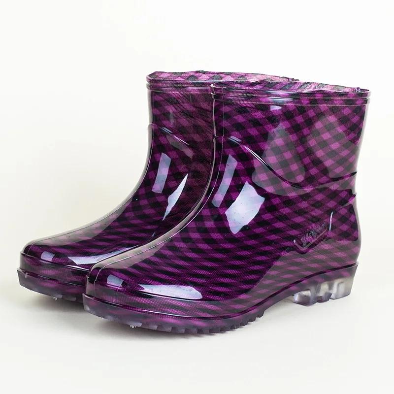 

Женские резиновые сапоги в черный горошек, водонепроницаемые и нескользящие, для работы на кухне, ПВХ, с коротким голенищем, летняя обувь 36