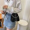 Fashion Nylon Shoulder Bags Pleated Floral Design Circle Handheld Handbag Exquisite Chain Crossbody Bag Ladies