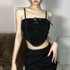 Girls Y2K Tank Tops Black Design Vest Backless Sling Tees For Women's T-shirts Sleeveless Active Club Bar Party Inner Tops Fashion Sexy Lady Tops