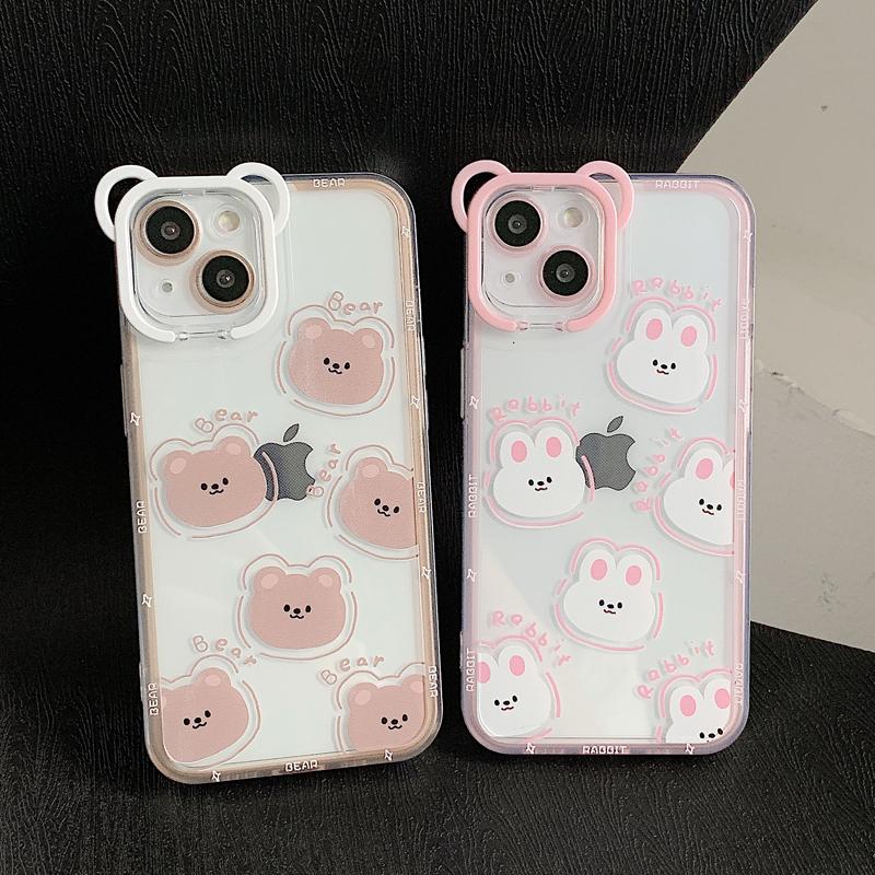 

Прекрасный чехол для телефона Мягкий ТПУ Ударопрочный объектив камеры Защитная подставка Симпатичный чехол для iPhone 11 12 13 14 Pro Max XR XS Max Задние крышки