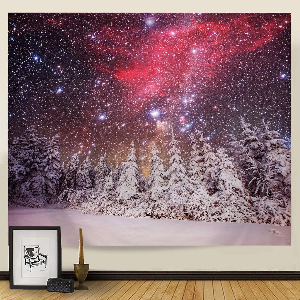 Goblen Noel Kar Sahnesi Serisi Arka Plan Asılı Kumaş Ev Oturma Odası Yatak Odası Başucu Duvar Gobleni