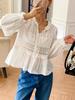 Autumn Lace Long Sleeve White Shirt - European & American Style Women's Top